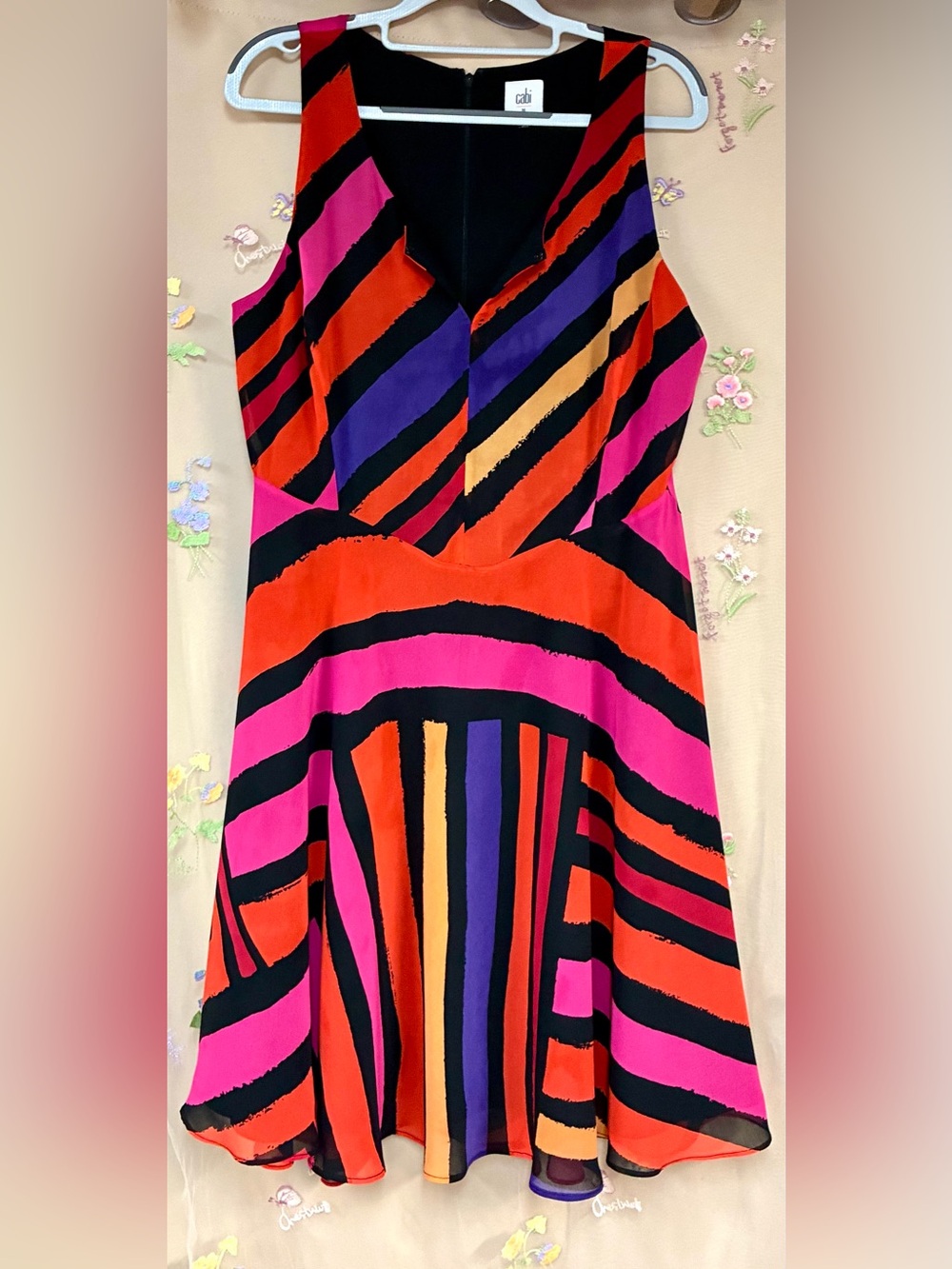 CAbi Fête Dress Medium Multicolor Chiffon Fit & Flare
